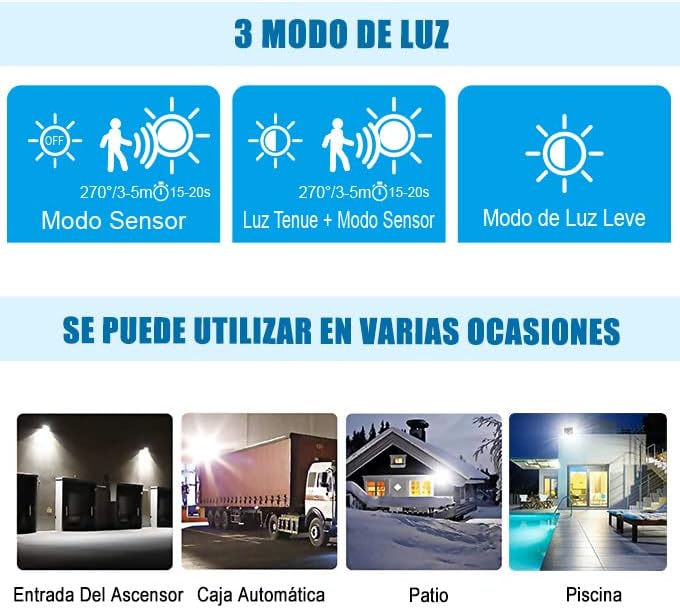 Foco Solar LED 50W con Sensor de Movimiento y Panel Separado.