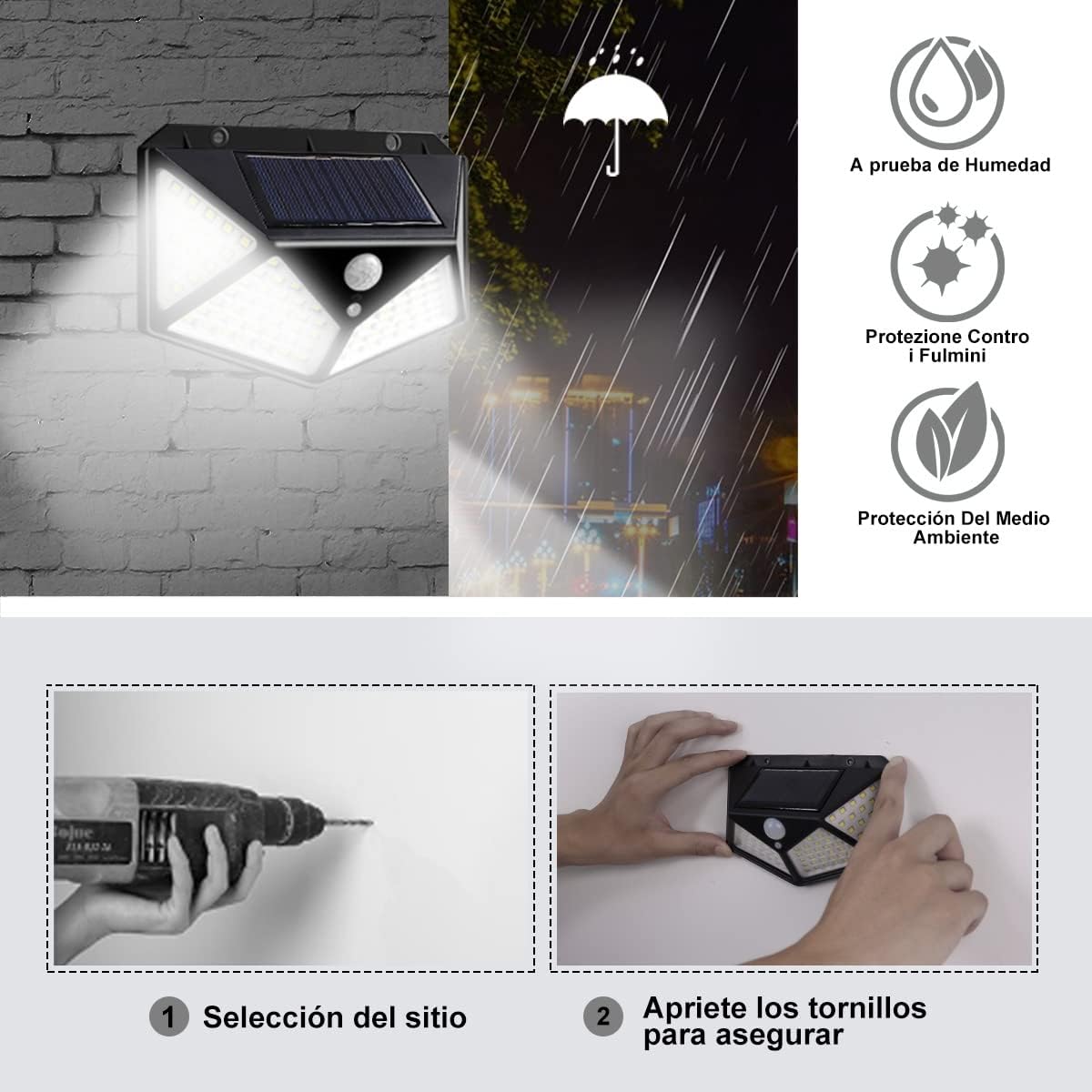 Foco Solar LED 50W con Sensor de Movimiento y Panel Separado.