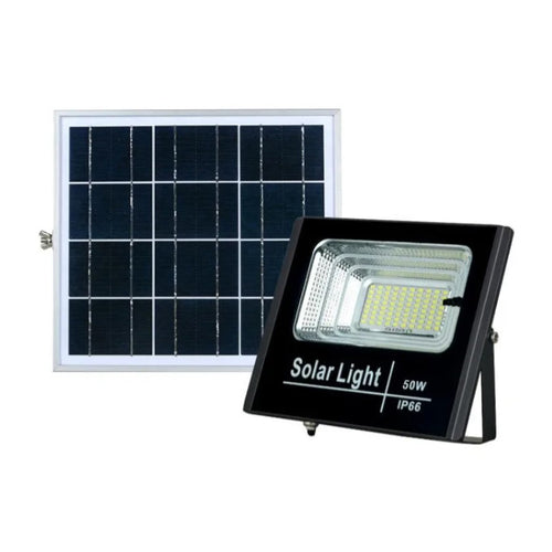 Foco Solar LED 50W con sensor de movimiento y panel solar separado